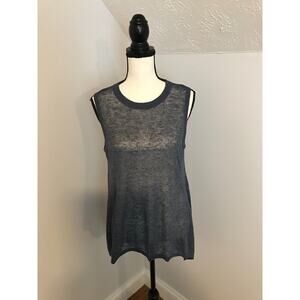 Alice+Olivia Base Jamica Linen Blue Denim Linen Blend Tank - Size Medium